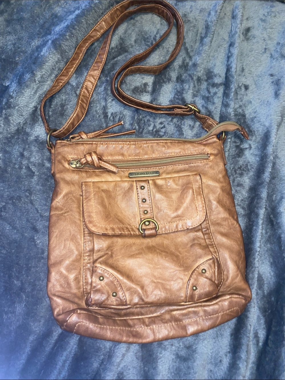 Stone & Co. Bronze-Tone Faux Leather Crossbody Bag